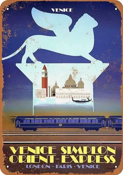Orient Express Retro alavo pasirašyti nostalgiškas ornamentu metalo plakatas garažas art deco baras, kavinė, parduotuvė