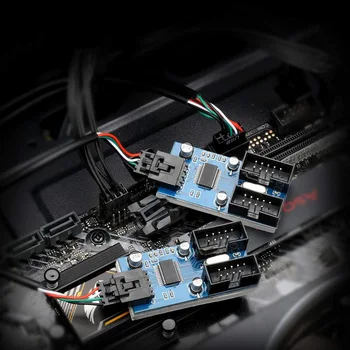 OULLX Plokštė USB 9Pin Sąsaja Antraštė Splitter 1 2 prailginimo Laido Adapteriu 9-Pin, 1 su 4 Jungčių USB ŠAKOTUVĄ