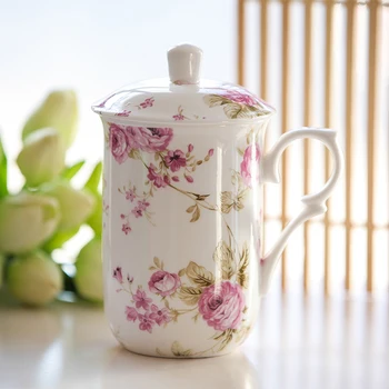 OUSSIRRO Kaulų kinija Puodeliai su dangteliu Kūrybinės Keramikos Pieno kavos Puodelis puodelis Elegantiškas Vestuvių Dovana