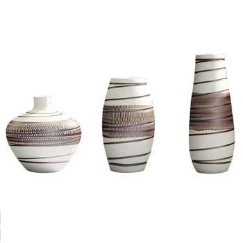 Paprasta Retro Jingdezhen Keramikos Vaza Tris-VNT. Rinkinys Keramikos Amatai Apdailos Kambarį Darbalaukio Gėlių kambarį apdaila