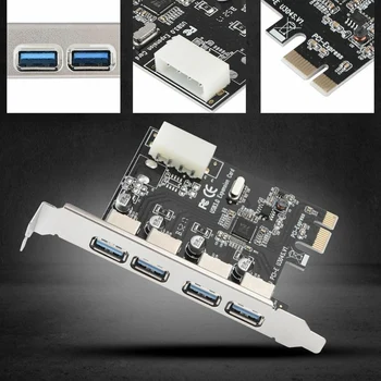 PCI-E, USB Adapteris, 4 Uostų PCI-E, USB 3.0 Hub Plėtros Kortelę su CD Vairuotojo Kompiuterio Priedų
