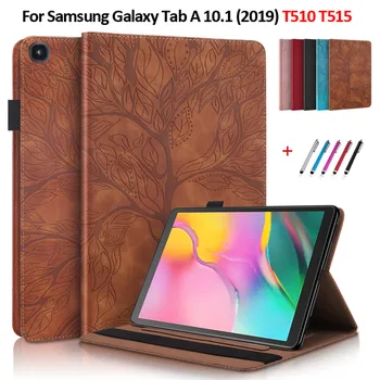 Planšetinio Kompiuterio Dangtelis Funda Samsung Galaxy Tab 10 1 2019 Atveju T510 T515 Įspausti Medžio Apversti Stovo Dangtelį Galaxy TabA 10.1 2019 Atveju