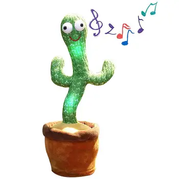 Pliušinis Šokių Kaktusas Žaislas Elektroninių Purtyti Šokti Su Daina Šviesos Įrašą 