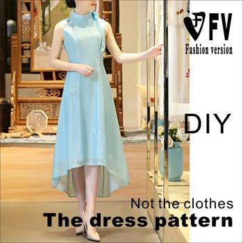 Priėmimo modelis moterų dirvožemio stand-up apykaklės suknelė drabužio siuvimo brėžinius BLQ-379