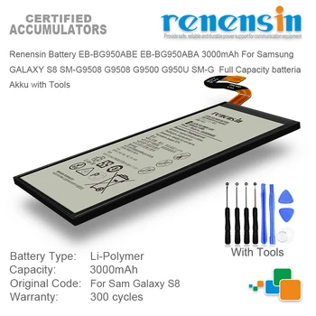 Renensin battery EB-BG950ABA 3000mAh Samsung GALAXY S8 SM-G9508 G9508 G9500 G950U Pakeisti Ličio Polimero Bateria