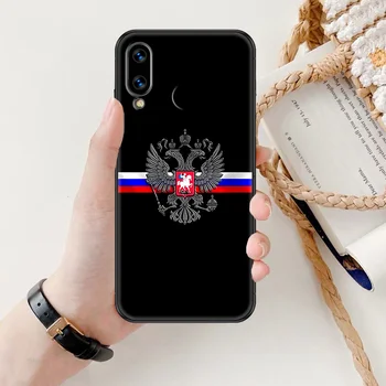 Rusija rusijos Vėliavos Herbas Telefoną atveju Huawei Honor 6 7 8 9 10 10i 20 A C X Lite Pro Žaisti black mados shell 3D bamperis