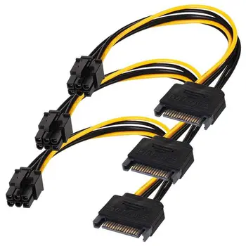 SATA 15 pin 6 Pin Maitinimo Laidas 3-Pack 15 pin SATA 6-pin pci Express maitinimo Adapteris kabelis - 8 Colių