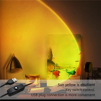 Saulėlydžio Projekcija Lempos Vaivorykštės Atmosfera Led Projektorius Naktį Šviesos Namuose Miegamasis BackWall Apdailos USB Stalo Lempa