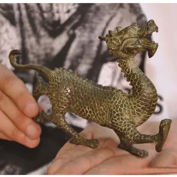 Senosios Kinijos bronzos Feng Shui laimingas Drakonas Loong Drakonai Zodiako gyvūnų statula
