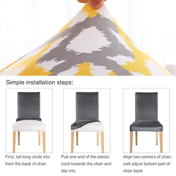 Spandex Elastinga Spausdinimo Valgomojo Kėdė Slipcover Šiuolaikinės Nuimamas Geometrinis Valgomasis Skalbti Ruožas Kėdės Apima