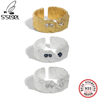S'STEEL 925 Sterling Silver Cirkonis Žiedai, Dovanos Moterims, Minimalistinio Dizaineris Atitikimo Senovinių Vestuvių Atidaryti Žiedai, Papuošalai 2021