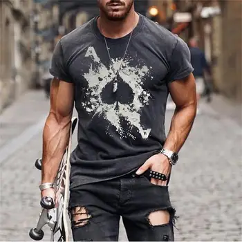 T-shirt à manches courtes pour hommes, Streetwear estival, meilleure ventės, avec įspūdį grafikoje de crâne