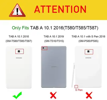 Tablet Case for Samsung Galaxy Tab 10.1 2016 360 Sukasi Stendas Pu Odos Atveju SM-T580 SM-T585 10.1 Stovo Dangtelis su Rašikliu