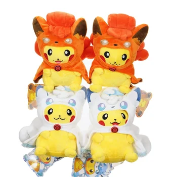 TAKARA TOMY Pokemon Pikachu Virsta Ugnies Vulpix & Ice Vulpix Alora Pliušinis Lėlės Originalių Pokemon Pikachu Anime Pliušinis Lėlės, Žaislai