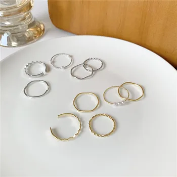 Temperamentas laukinių multi-layer banga geometrijos žiedas moterims gražus piršto suknelė pearl ring set