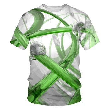 Trimatis 3D spausdinimo geometrinis grafinis T-shirt populiarus vasaros atsitiktinis sporto marškinėliai Negabaritinių marškinėliai, vyriški marškinėliai, trumpas s