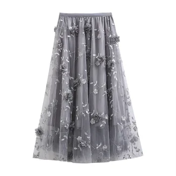 Trimatis siuvinėjimo gėlių ju siūlų sijonai kelia kartaus fleabane kartaus fleabane sijonas rodo, plonas ilgas žodis,