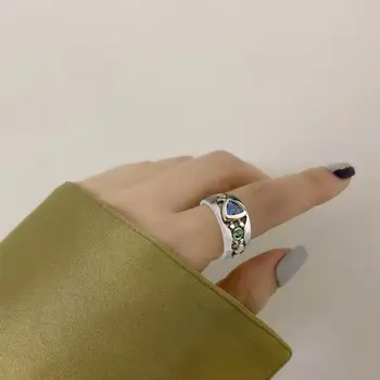 Tuščiaviduriai Modelio Žiedą, Žalia / Mėlyna Spalvos Žiedais, Žavesio Žiedas Paslaptingas Futuristinis Dovana Mados Moterų Didmeninė Klasikinis W9W3
