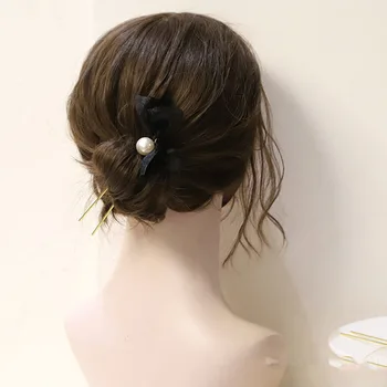 U-formos Plaukų Stick Lankas plaukų segtukai Elegantiškas Pearl Plaukų Įrašą Moterų Metaliniai galvos Apdangalai, Plaukų Aksesuarai, Mados Moterų galvos apdangalas Žiburių