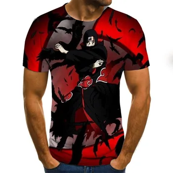 Uchiha Sasuke Grafinis T-shirt Anime Berniukų Kostiumų 3D vyriški t-shirt Anime Harajuku Viršūnės Apvalios Kaklo Marškinėliai Plius Dydis Streetwear