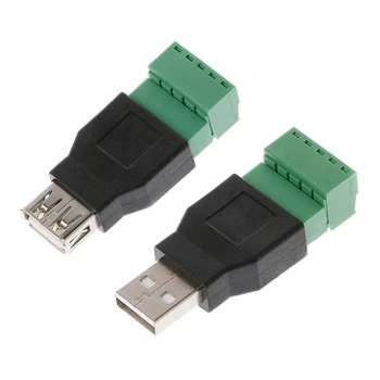 USB 2.0 Type A Male/Female, kad 5P Varžtas w/ Shield Terminalo Kištuko Adapterio Jungtis G32C