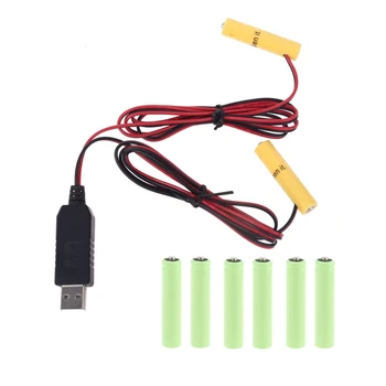 USB Powered Konvertuoti į 6 V, Dual AA AAA Baterijos Eliminator Gali Pakeisti 4pcs 1,5 V LR6 AA LR03 AAA Baterijos Panaikinimo Kabelių Linijos
