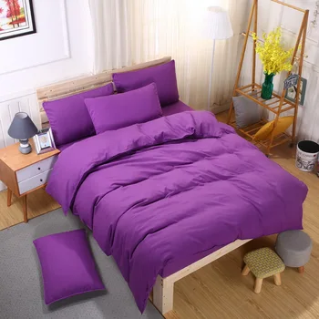 Vaiskiai violetinės vientisos spalvos rudens pusėje patalynės komplektai užvalkalas antklode padengti butas paklode karalienė, karalius vieną 3/4 vnt