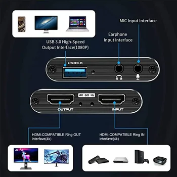Vaizdo įrašymo Plokštę USB3.0 HDMI Suderinamus Vaizdo įrašymo 1080P 4K Nešiojamų Užfiksuoti Valdybos 2021New
