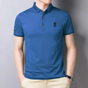 Vasaros trumpomis Rankovėmis Polo Marškinėliai vyrams mados polo marškinėliai atsitiktinis Slim vientisos spalvos, verslo vyriški drabužiai YP838
