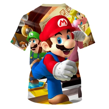 Vasarą Naujų Harajuku Stiliaus Klasikiniai Žaidimai, Super Mario 3D T-shirt Mario Bros Animacinių filmų 3D Print T-shirt Hip-Hop Apvalios Apykaklės Viršūnės