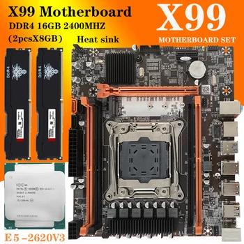 X99 LGA2011-3 plokštė su E5 2620 V3 procesorius CPU Priedai DDR4 2pieces RAM atminties rinkinys