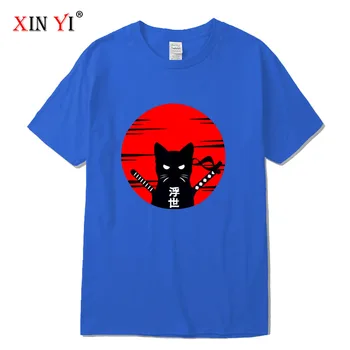 XINYI Vyrų aukštos kokybės marškinėliai medvilnė, laisvi streetwear Juokingas anime katė spausdinti vyrų marškinėlius, o-kaklo marškinėliai tee marškinėliai topai