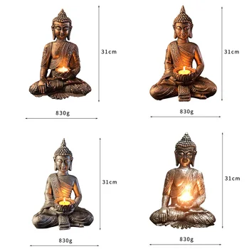 Zen Buda Skulptūra Dervos Žvakidė Meno Statula Namo Kiemo, Kiemas Ornamentas, Derliaus, Namų Dekoravimo Reikmenys, Biuro Amatų