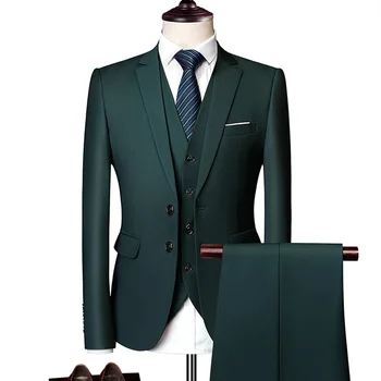 (Švarkas+Kelnės+Liemenė) Klasikinis Vyrų Oficialių Verslo Kostiumas Slim Royal Blue Vestuvių Jaunikis Dėvėti Vyrų Kostiumas Juodas Ponai Kostiumas M-6XL
