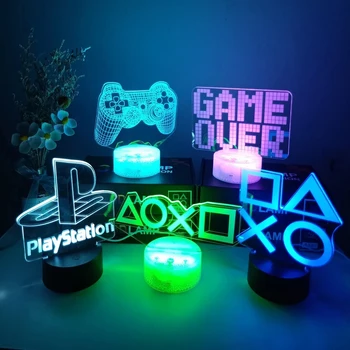 Žaidimų 3D Akrilo Naktį Lempos Žaidimas Mygtukai Led Nakties Šviesos Vaikams Miegamasis Dekoro Žaidimas Konsolės Ikona Logotipas Naktį LED Lempos Deak