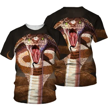Žiaurus Gyvatė 3D Print T-shirt Vyrai 2021 M. Vasarą, O Kaklas Trumpas Rankovės Tees Viršūnes Juokinga Stiliaus Vyrų Drabužiai Atsitiktinis Mados marškinėliai